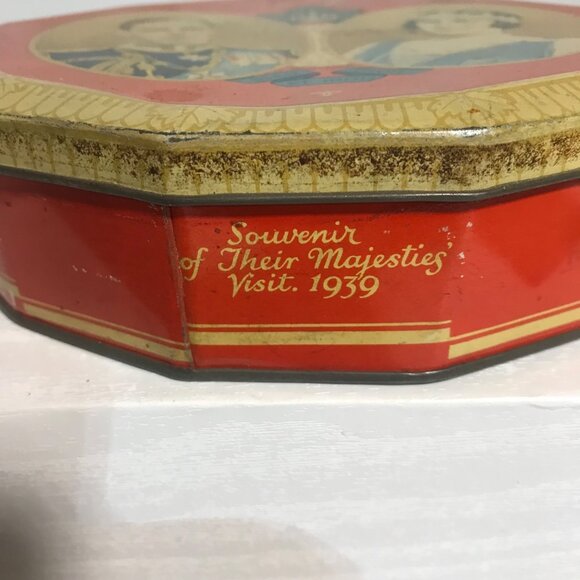 1939 King George Queen Mother Visit Souvenir Tin Box Blue Bird Toffee - Picture 3 of 10